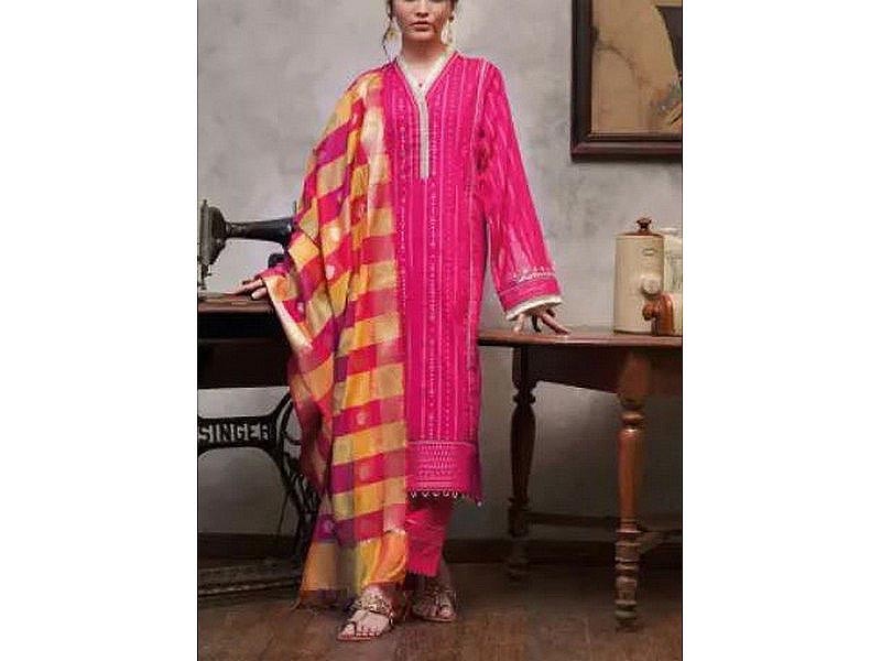 Embroidered Lawn Dress 2024 with Printed Lawn Dupatta