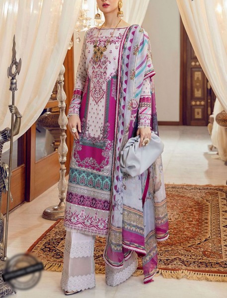 Digital All-Over Chunri Print Lawn Dress with Diamond Dupatta