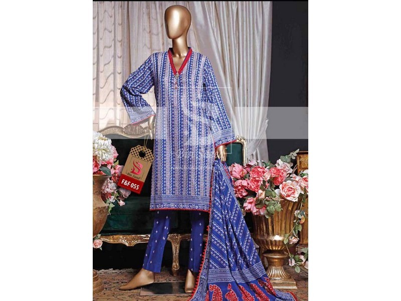 Embroidered EID Lawn Dress with Chiffon Dupatta