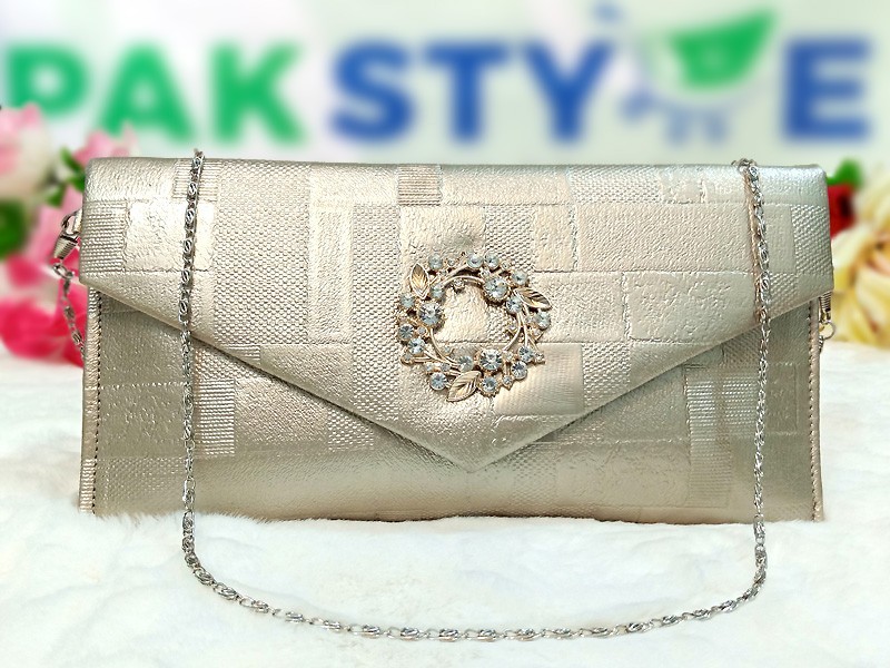 Fancy Evening Party Wear Golden Clutch Bag