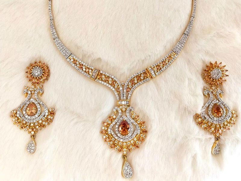 Elegant Golden Party Wear Jewelry Set with Earrings & Tikka