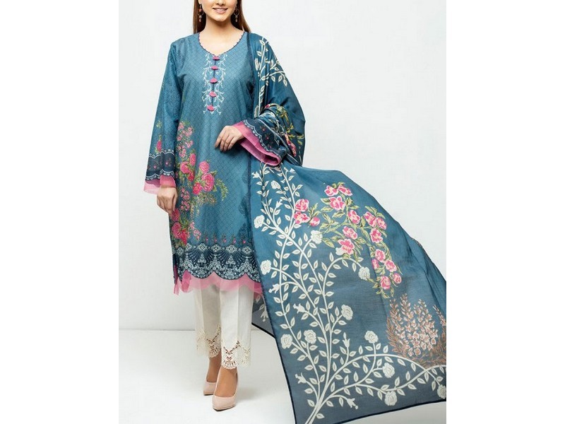 Digital All-Over Chunri Print Lawn Dress with Diamond Dupatta