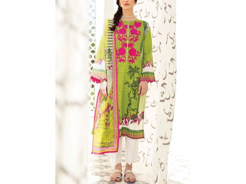 Digital All-Over Chunri Print Lawn Dress with Diamond Dupatta