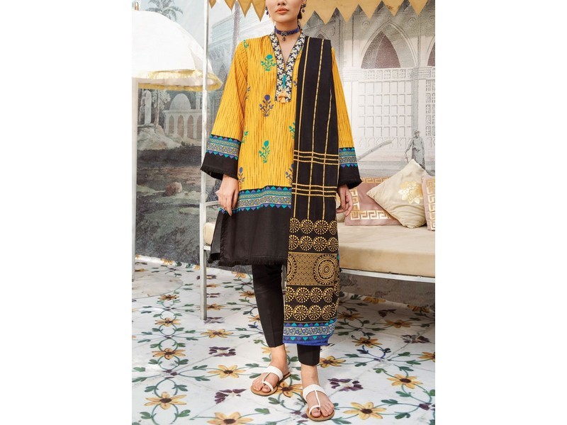 Digital All-Over Chunri Print Lawn Dress with Diamond Dupatta