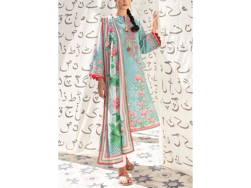 Digital All-Over Chunri Print Lawn Dress with Diamond Dupatta