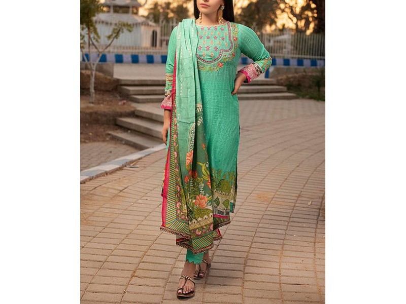 Digital All-Over Chunri Print Lawn Dress with Diamond Dupatta