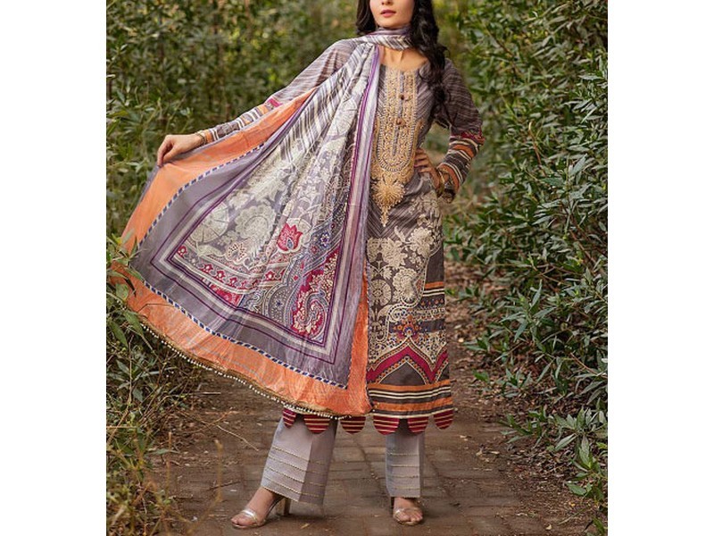 Digital All-Over Chunri Print Lawn Dress with Diamond Dupatta