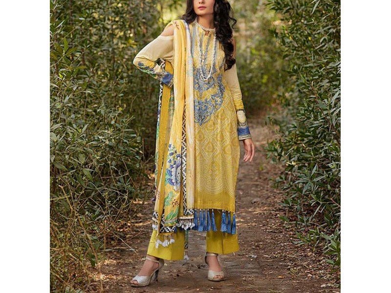 Digital All-Over Chunri Print Lawn Dress with Diamond Dupatta