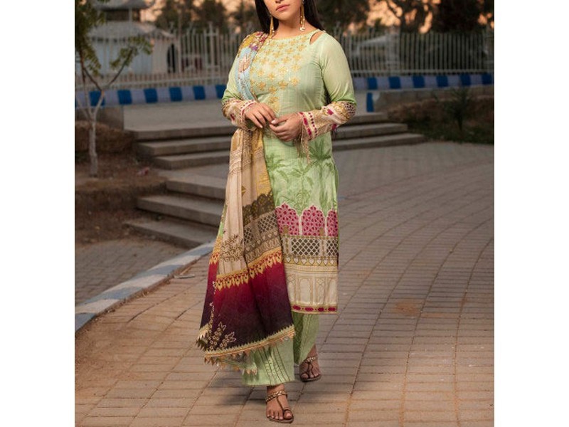 Digital All-Over Chunri Print Lawn Dress with Diamond Dupatta