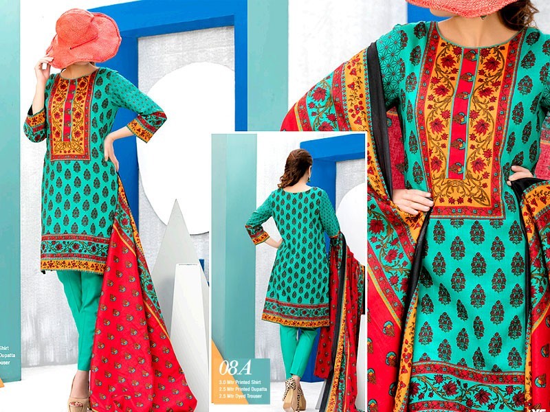 Embroidered EID Lawn Dress 2024 with Printed Chiffon Dupatta