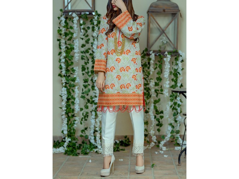 Heavy Embroidered Lawn Dress 2024 with Diamond Organza Dupatta