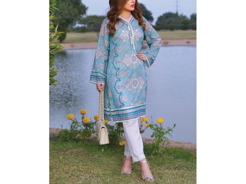 Heavy Embroidered Lawn Dress 2024 with Diamond Organza Dupatta