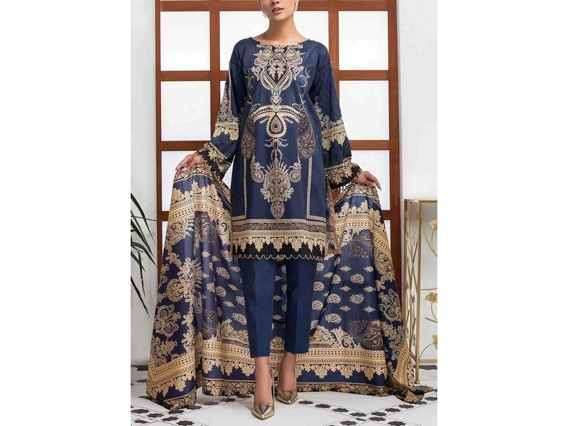 All-Over Print Embroidered Lawn Suit 2024 with Chiffon Dupatta