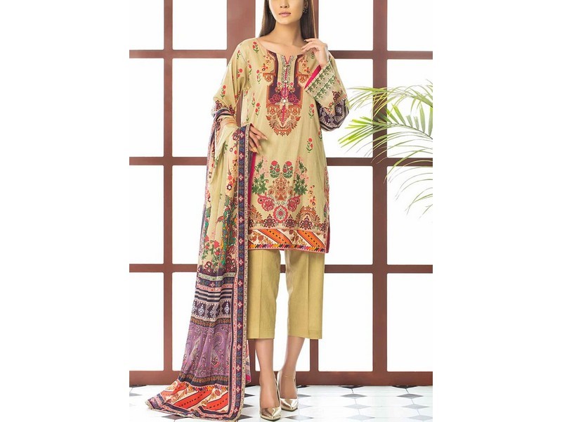 All-Over Print Embroidered Lawn Suit 2024 with Chiffon Dupatta