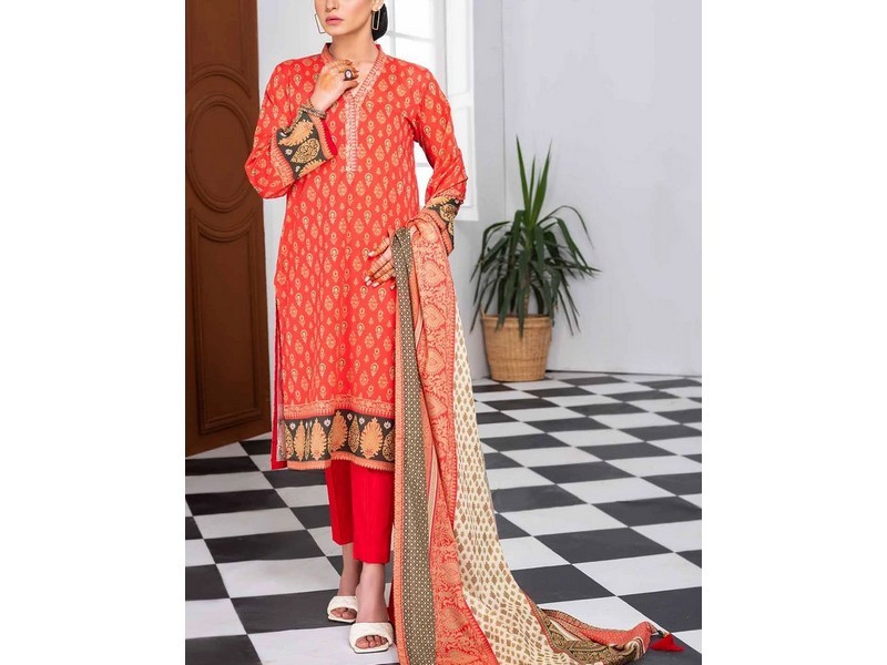 All-Over Print Embroidered Lawn Suit 2024 with Chiffon Dupatta