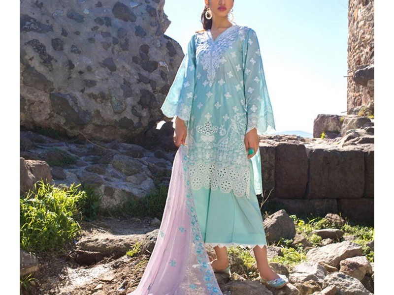 Luxury Embroidered Lawn Dress 2024 with Bamber Chiffon Dupatta