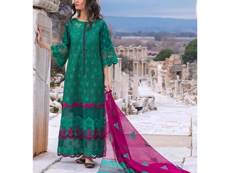 Luxury Embroidered Lawn Dress 2024 with Bamber Chiffon Dupatta