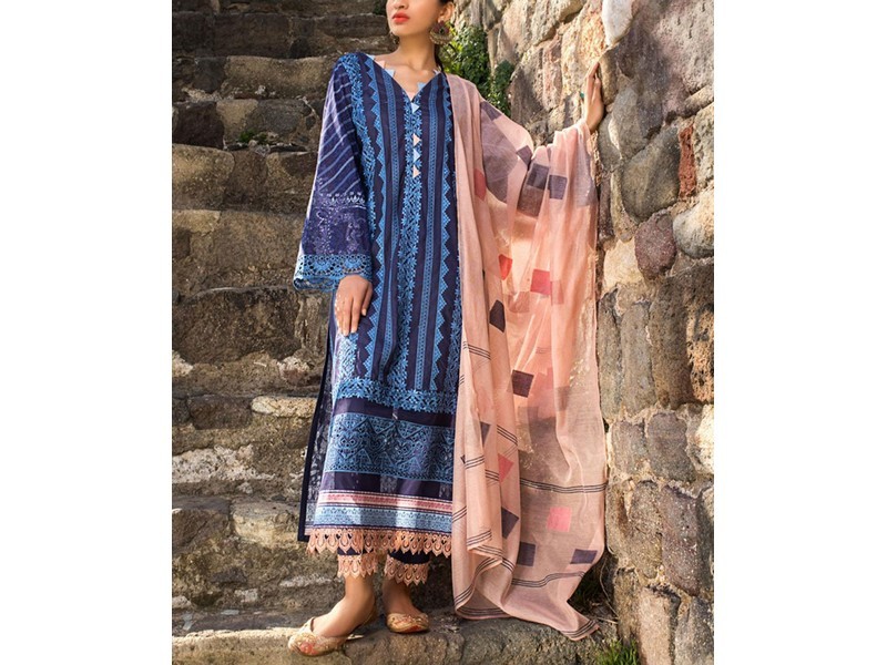 Luxury Embroidered Lawn Dress 2024 with Bamber Chiffon Dupatta