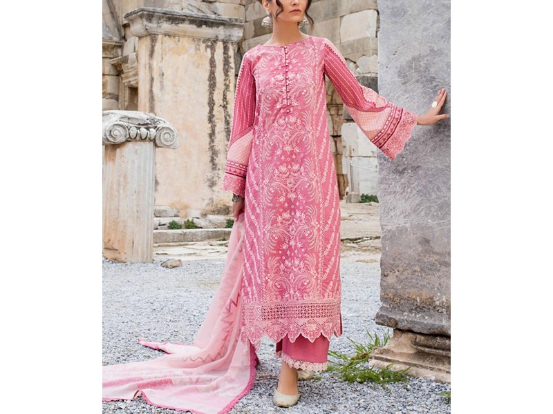 Luxury Embroidered Lawn Dress 2024 with Bamber Chiffon Dupatta