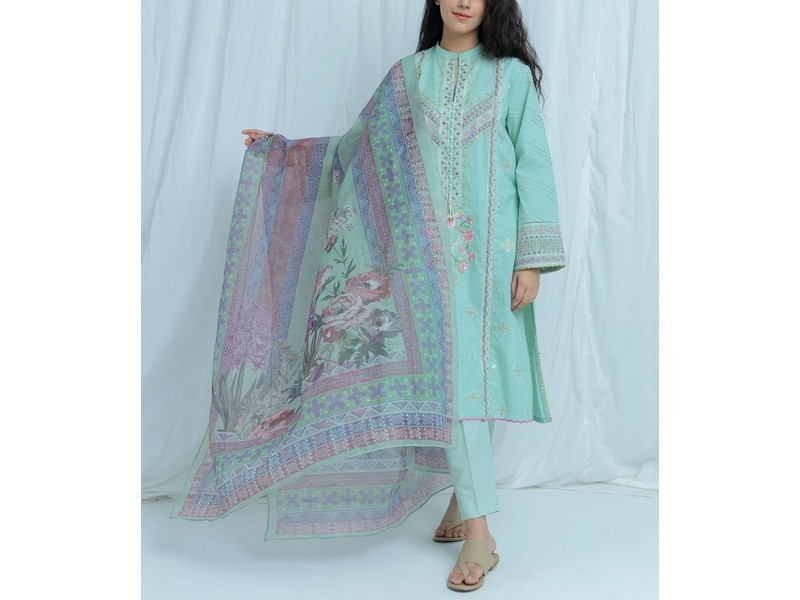 Embroidered EID Lawn Dress with Digital Print Diamond Lawn Dupatta