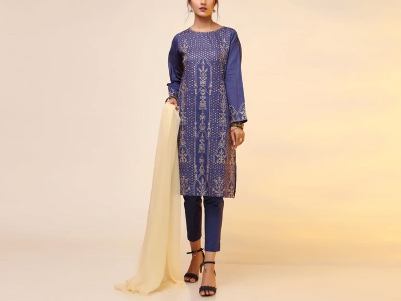 Elegant Embroidered Chiffon Party Wear Dress 2024