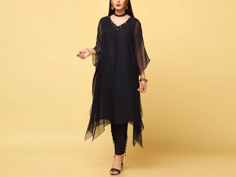 Elegant Embroidered Chiffon Party Wear Dress 2024