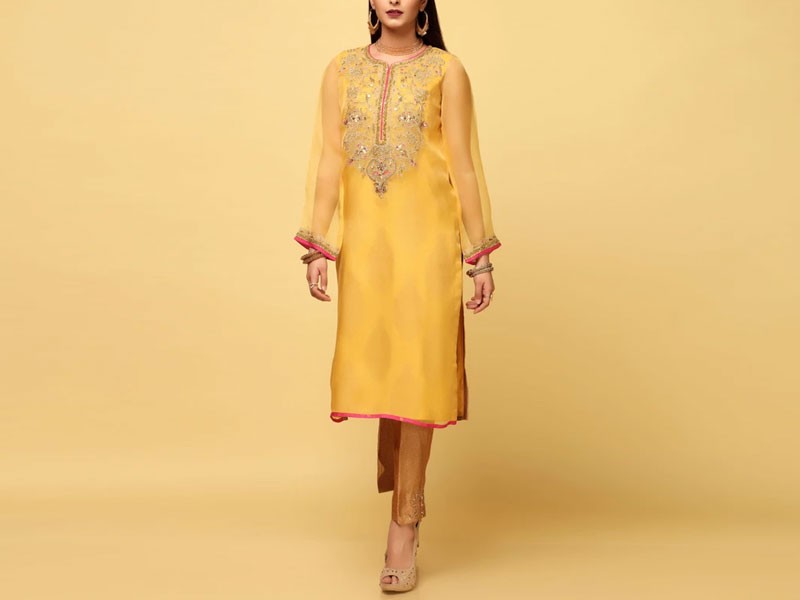 Elegant Embroidered Chiffon Party Wear Dress 2024