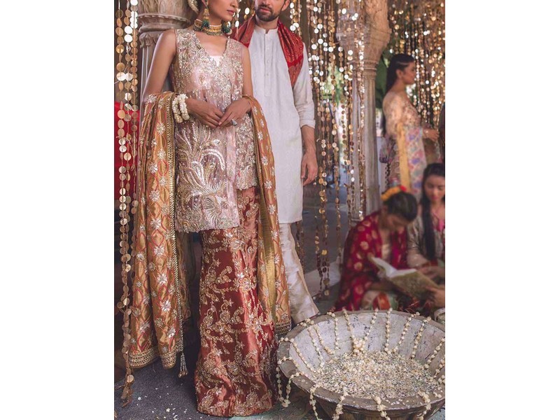 Elegant Embroidered Purple Chiffon Wedding Dress 2024