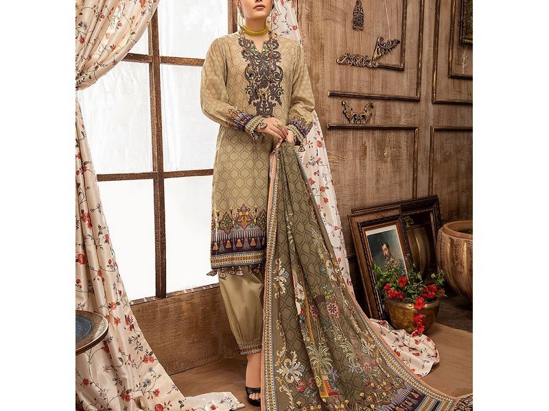 Digital All-Over Chunri Print Lawn Dress with Diamond Dupatta