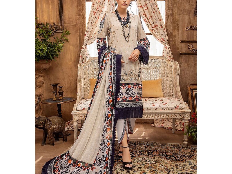 Digital All-Over Chunri Print Lawn Dress with Diamond Dupatta