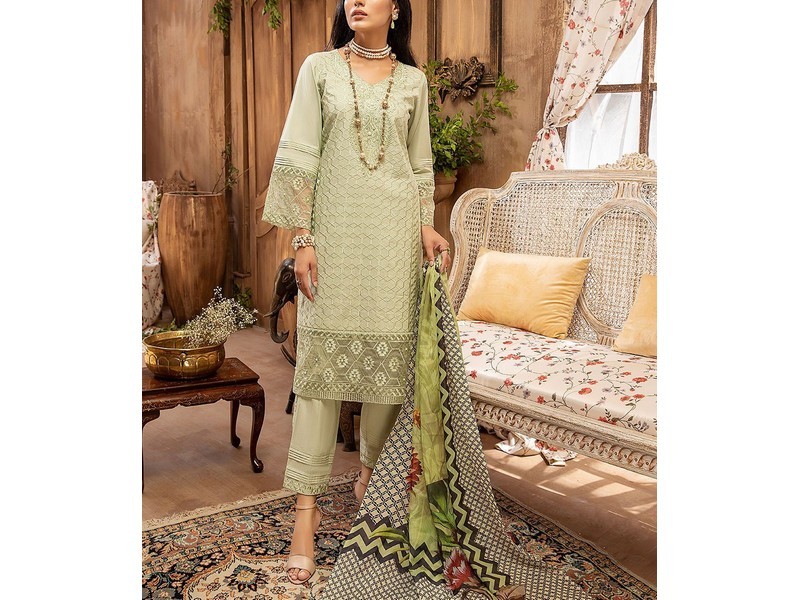 Digital All-Over Chunri Print Lawn Dress with Diamond Dupatta