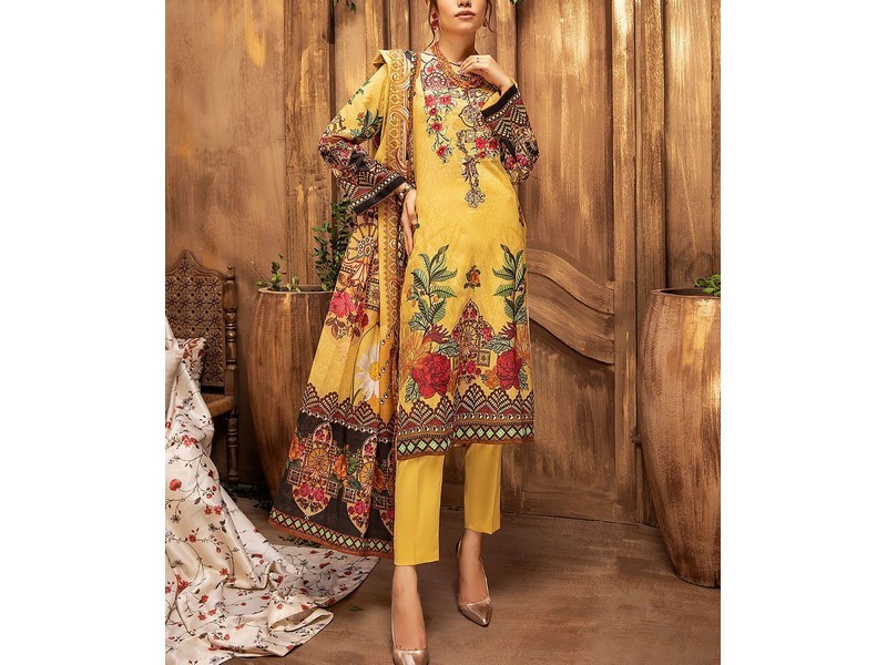 Digital All-Over Chunri Print Lawn Dress with Diamond Dupatta