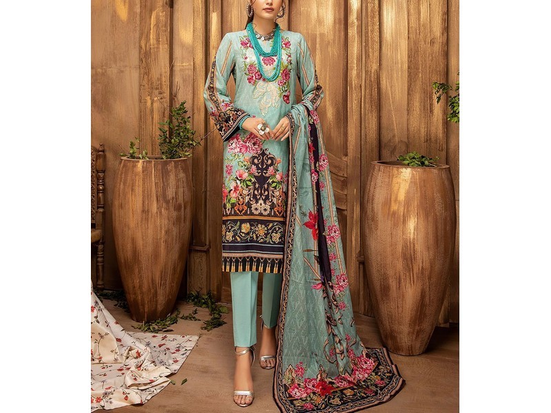 Digital All-Over Chunri Print Lawn Dress with Diamond Dupatta