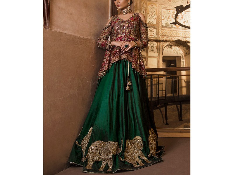 Heavy Embroidered Chiffon Bridal Dress with Embroidered Silk Trouser