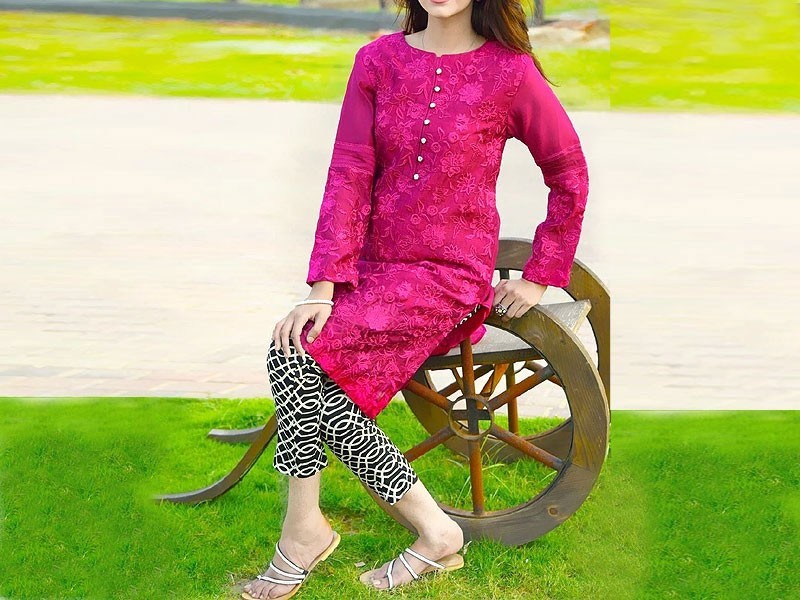 Digital Print 2-Piece Zari Linen Dress 2024