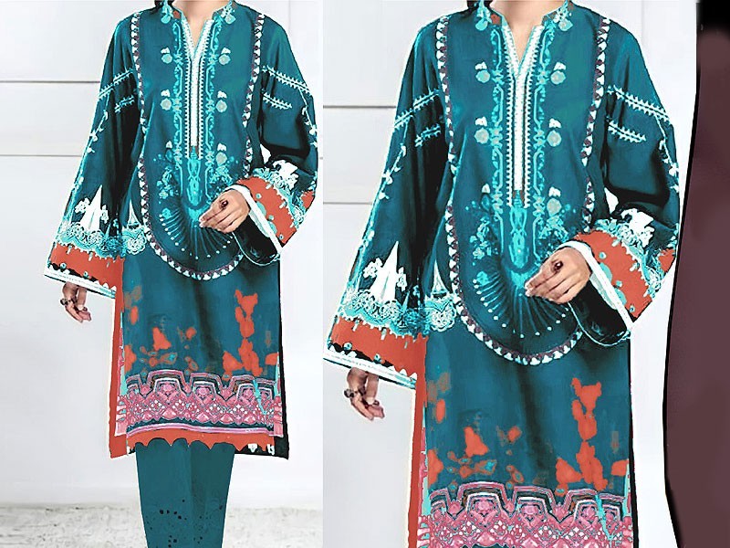 Digital Print 2-Piece Zari Linen Dress 2024