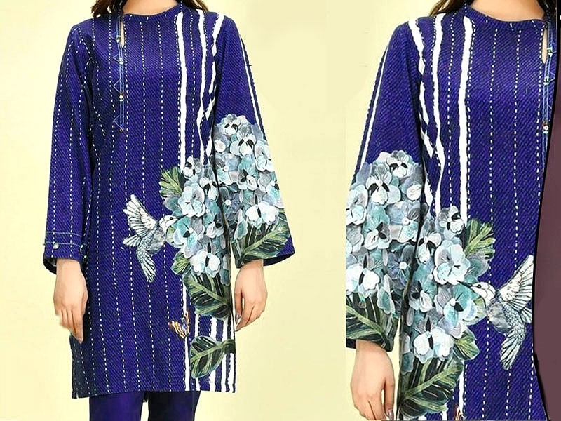 Trendy Tie & Dye Linen Dress 2021 with Linen Dupatta