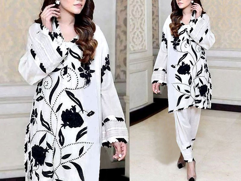 Digital Print 2-Piece Zari Linen Dress 2024