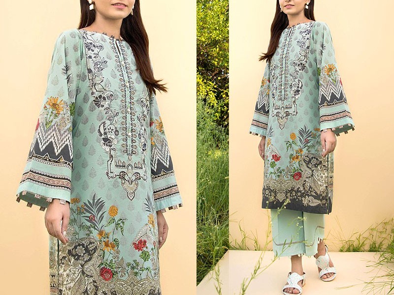 Digital Print 2-Piece Zari Linen Dress 2024