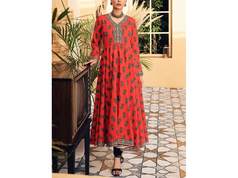 Fancy Embroidered Shamoz Silk Party Wear Dress with Shamoz Silk Trouser