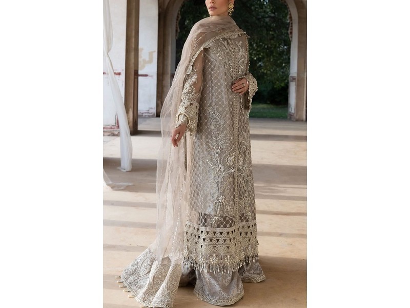 Embroidered Chiffon Wedding Dress with Digital Print Silk Dupatta