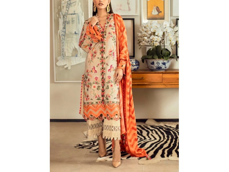 Digital Print 2-Piece Zari Linen Dress 2024