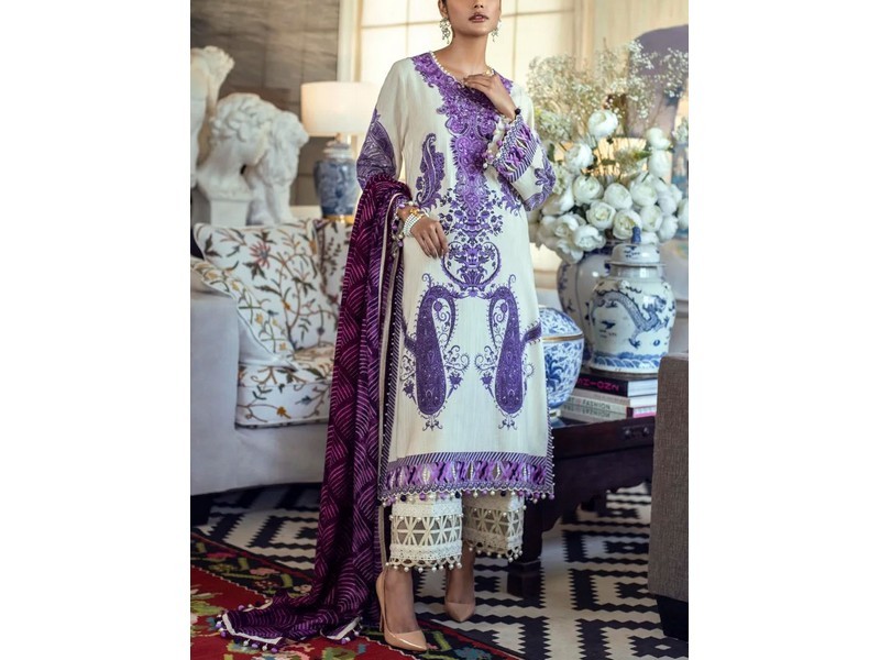 Digital Print 2-Piece Zari Linen Dress 2024