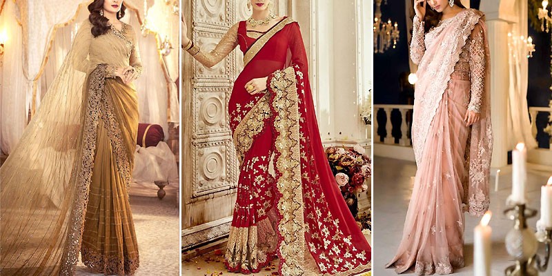 Designer Georgette Wedding Saree -16991 at Rs 1445 | Plain Georgette Sarees  in Surat | ID: 2852998920933