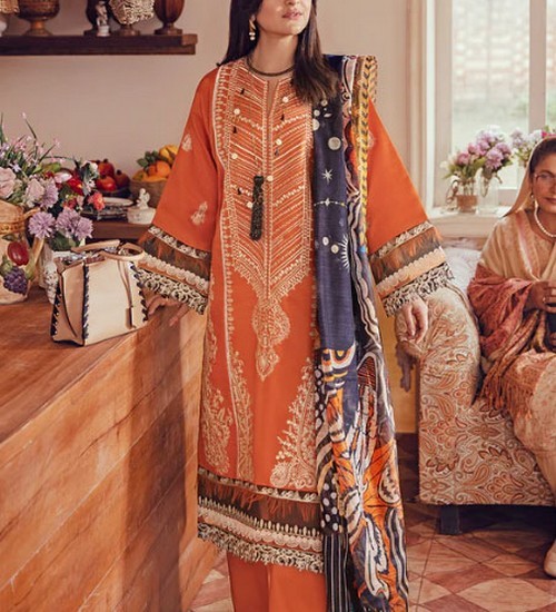 Embroidered EID Lawn Dress with Digital Print Diamond Lawn Dupatta