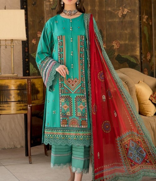 Elegant 2-Piece Embroidered Lawn Dress 2024