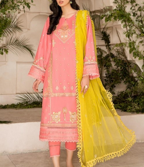 Elegant 2-Piece Embroidered Lawn Dress 2024