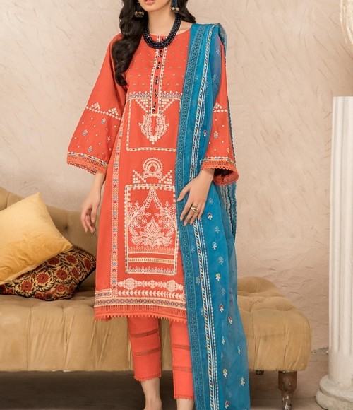 Elegant 2-Piece Embroidered Lawn Dress 2024