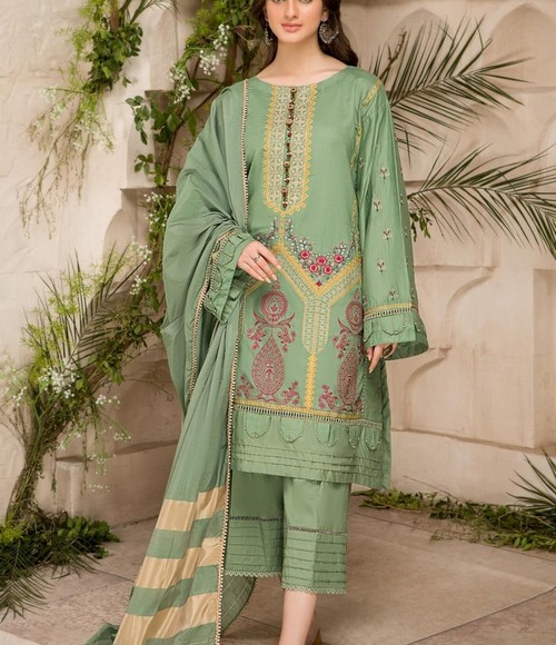 Elegant 2-Piece Embroidered Lawn Dress 2024