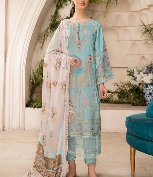 Elegant 2-Piece Embroidered Lawn Dress 2024